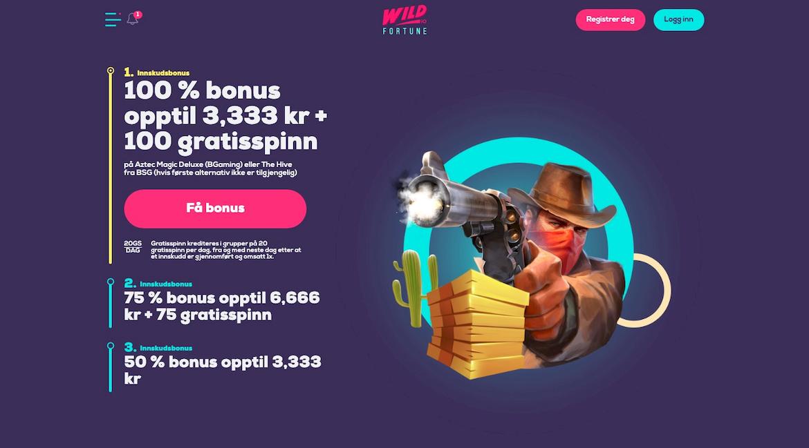 Velkomstbonus på WildFortune