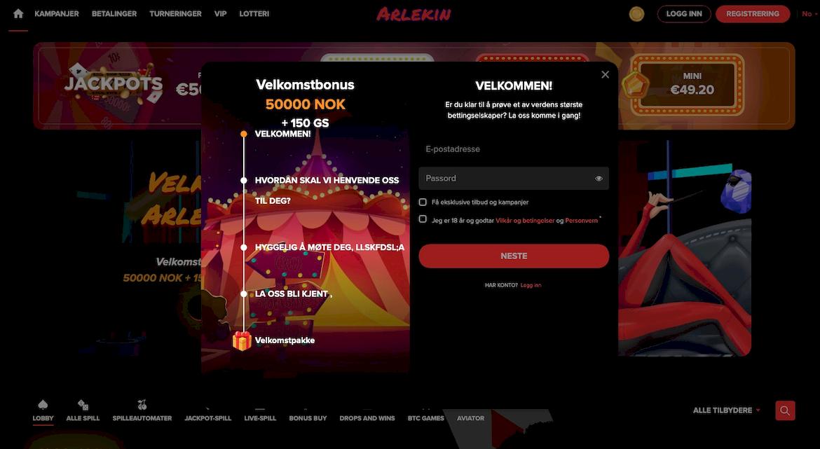 Hvordan logge inn på Arlekin Casino