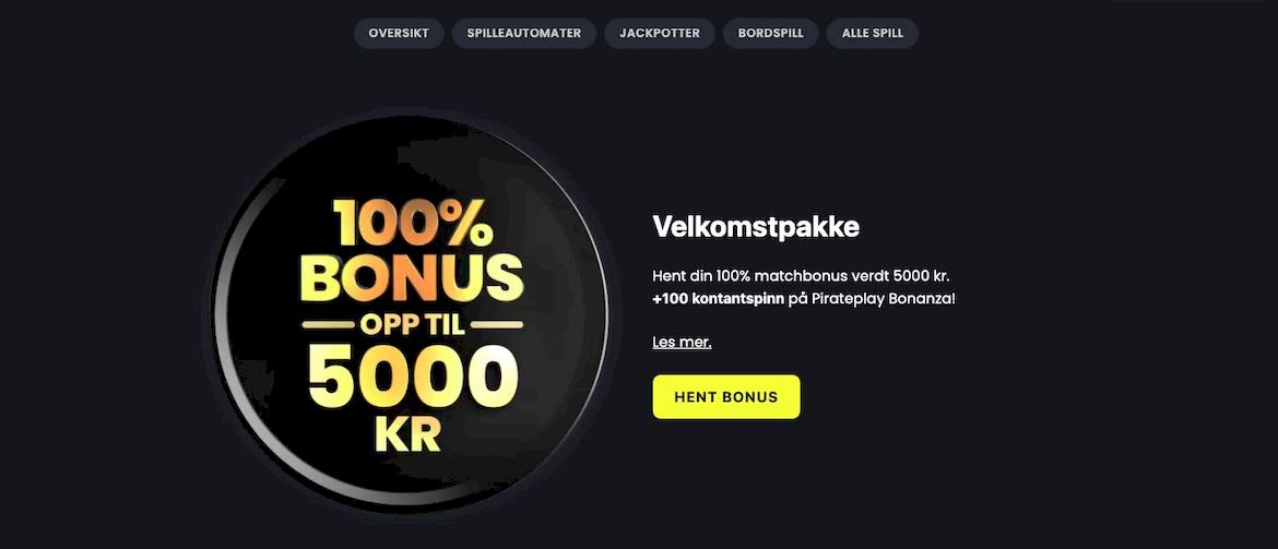 Velkomstbonus på Pirateplay Casino